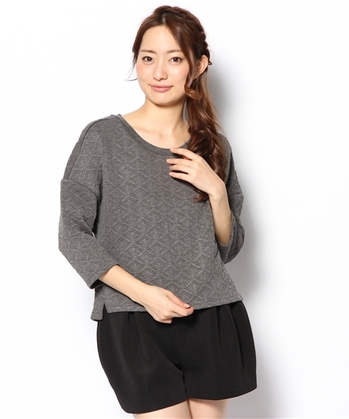 Another Edition(アナザーエディション)の「AE テトラ QUILT 7SL(Tシャツ/カットソー・レディース・グレー/ネイビー/オレンジ・フリー)」の2枚目の写真