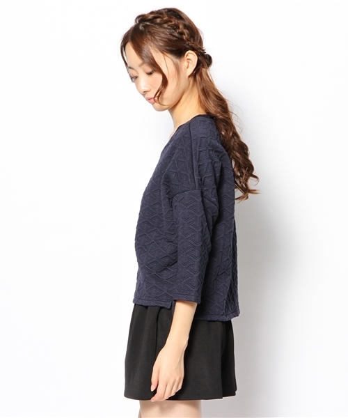 Another Edition(アナザーエディション)の「AE テトラ QUILT 7SL(Tシャツ/カットソー・レディース・グレー/ネイビー/オレンジ・フリー)」の5枚目の写真