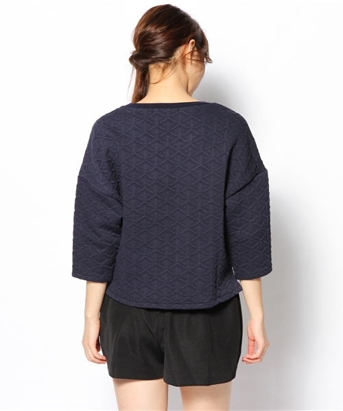 Another Edition(アナザーエディション)の「AE テトラ QUILT 7SL(Tシャツ/カットソー・レディース・グレー/ネイビー/オレンジ・フリー)」の6枚目の写真