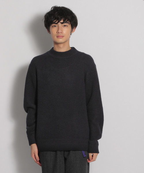Adress アドレス モックネック 薄手ニット ワッフル生地 黒〜ネイビー niko and（ニコアンド）の「ワッフルモックネックニット（ニット