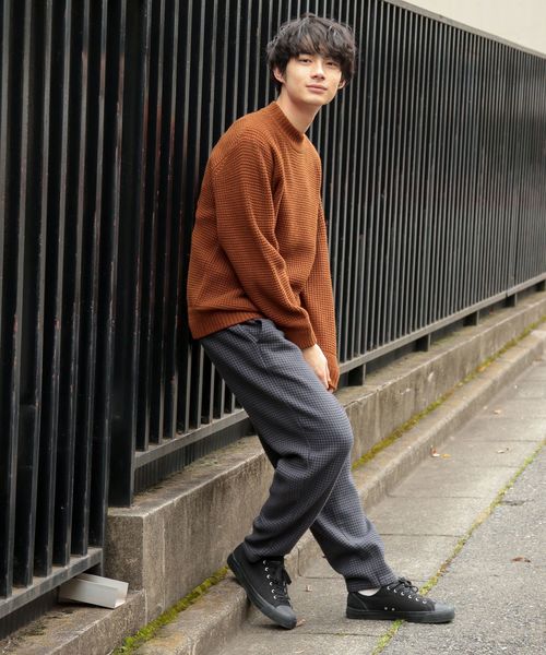 niko and...（ニコアンド）の「ワッフルモックネックニット（ニット/セーター・メンズ・ネイビー/オリーブ/キャメル・MEDIUM/LARGE）」の20枚目の写真