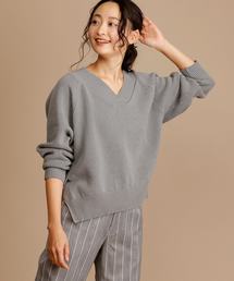 Munich | ピーチコットンタック編みニットVネックプルオーバー(ニット/セーター)