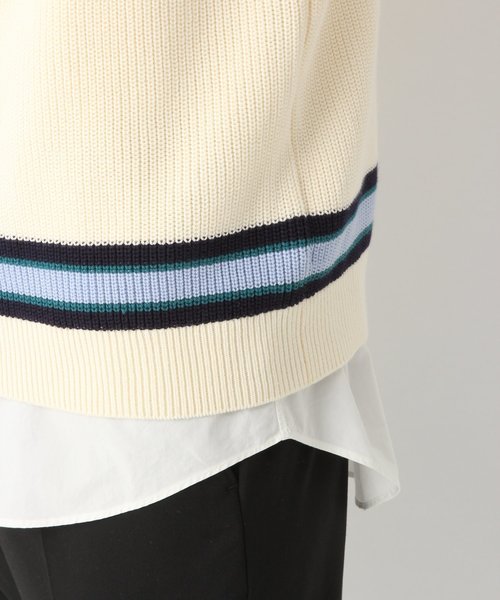 GLOBAL WORK（グローバルワーク）の「チルデンVニットベスト（ベスト・メンズ・オフホワイト/グリーン・LARGE/MEDIUM）」の5枚目の写真