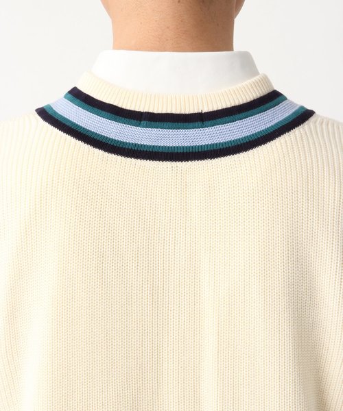 GLOBAL WORK（グローバルワーク）の「チルデンVニットベスト（ベスト・メンズ・オフホワイト/グリーン・LARGE/MEDIUM）」の12枚目の写真