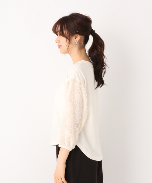 GLOBAL WORK（グローバルワーク）の「ソデジャガード5分袖/826216（Tシャツ/カットソー・レディース・ホワイト/ライトブルー/ブラック・MEDIUM/LARGE）」の15枚目の写真