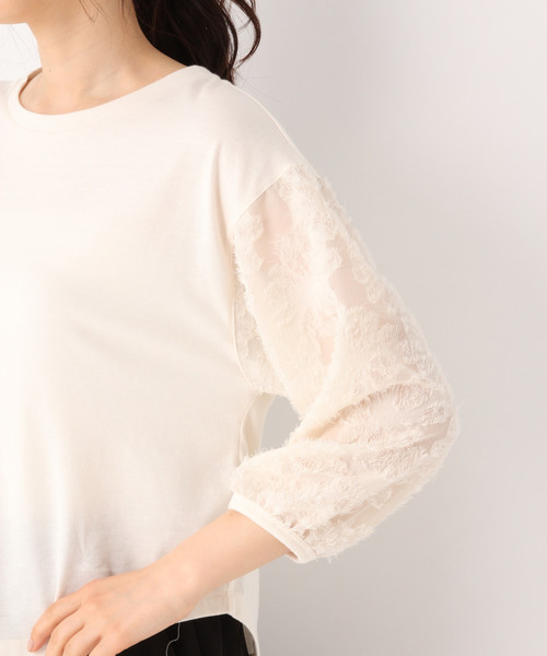 GLOBAL WORK（グローバルワーク）の「ソデジャガード5分袖/826216（Tシャツ/カットソー・レディース・ホワイト/ライトブルー/ブラック・MEDIUM/LARGE）」の12枚目の写真