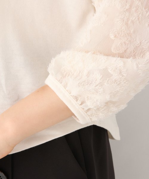 GLOBAL WORK（グローバルワーク）の「ソデジャガード5分袖/826216（Tシャツ/カットソー・レディース・ホワイト/ライトブルー/ブラック・MEDIUM/LARGE）」の14枚目の写真