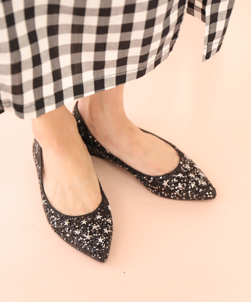 専用 ダイアナ グリッター ポインテッド フラットシューズ 24.5 DIANA