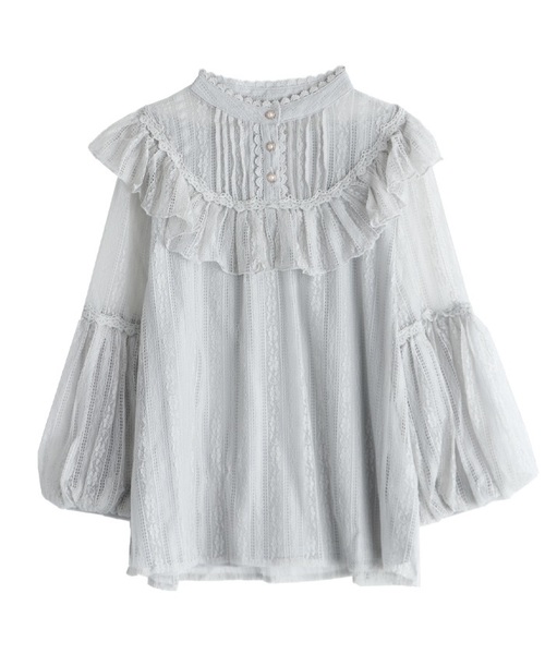 axes femme(アクシーズファム)の「総レースブラウス(シャツ/ブラウス・レディース・ホワイト/ブラック/グレー・MEDIUM)」の3枚目の写真