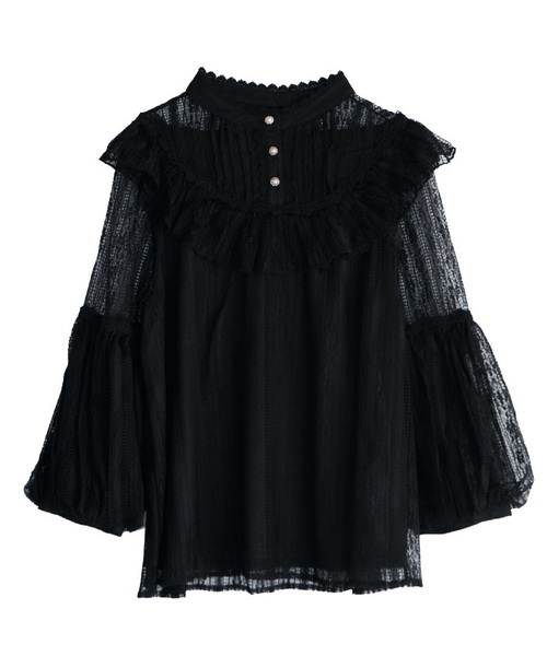 axes femme(アクシーズファム)の「総レースブラウス(シャツ/ブラウス・レディース・ホワイト/ブラック/グレー・MEDIUM)」の1枚目の写真