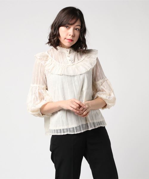 axes femme(アクシーズファム)の「総レースブラウス(シャツ/ブラウス・レディース・ホワイト/ブラック/グレー・MEDIUM)」の6枚目の写真