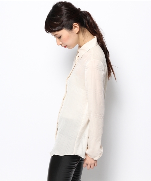 NINE（ナイン）の「チェックBL（シャツ/ブラウス・レディース・オフホワイト/ピンク・FREE）」の4枚目の写真