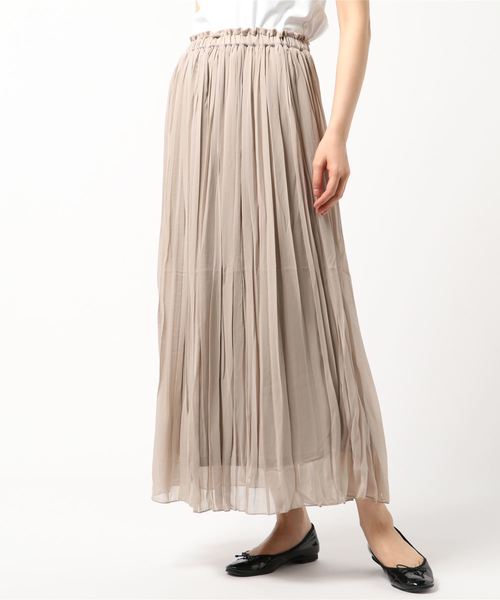 STYLEBLOCK（スタイルブロック）の「シフォンランダムプリーツマキシスカート（スカート・レディース・カーキ/ブラック/ライトベージュ/パープル/アイボリー・M）」の4枚目の写真