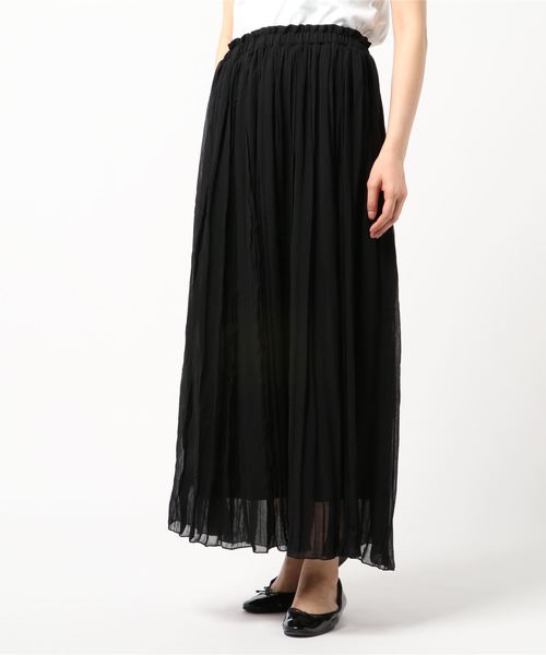 STYLEBLOCK（スタイルブロック）の「シフォンランダムプリーツマキシスカート（スカート・レディース・カーキ/ブラック/ライトベージュ/パープル/アイボリー・M）」の3枚目の写真