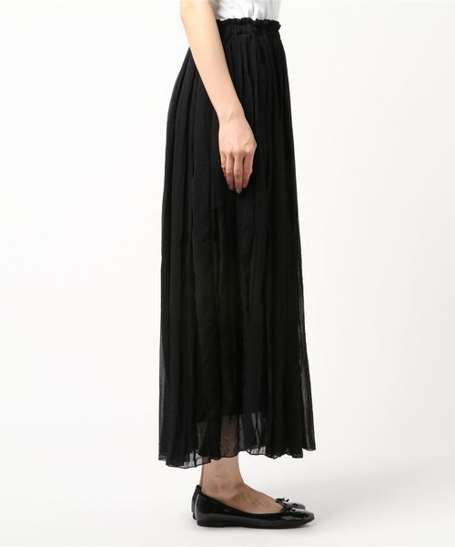 STYLEBLOCK（スタイルブロック）の「シフォンランダムプリーツマキシスカート（スカート・レディース・カーキ/ブラック/ライトベージュ/パープル/アイボリー・M）」の7枚目の写真