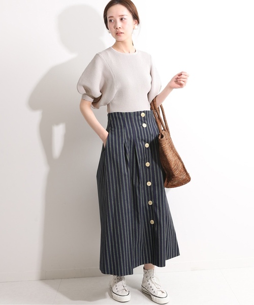 セール】IENA LA BOUCLE ドビーストライプ前開きタックスカート