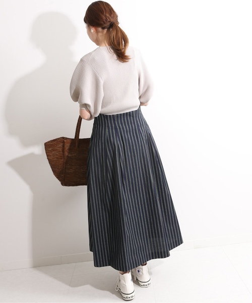 セール】IENA LA BOUCLE ドビーストライプ前開きタックスカート