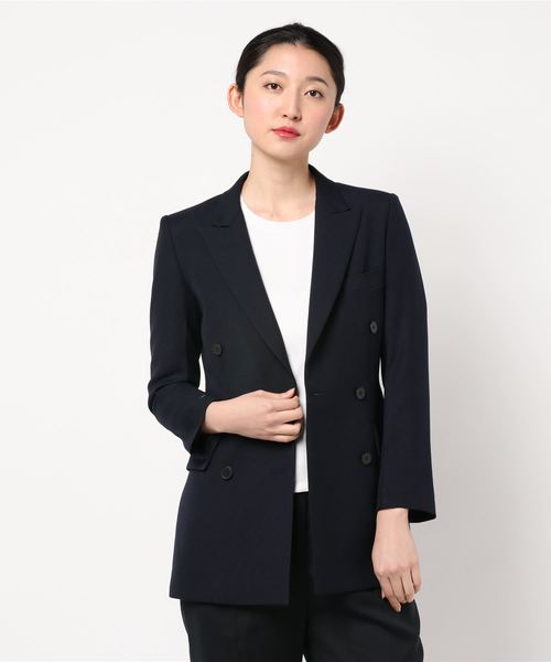 本日3/2削除❗️イエナ／春アウターダブルフェイステーラードコート ブルー 入学式 セール】マリンセーラーダブルブレストジャケット◇（その他