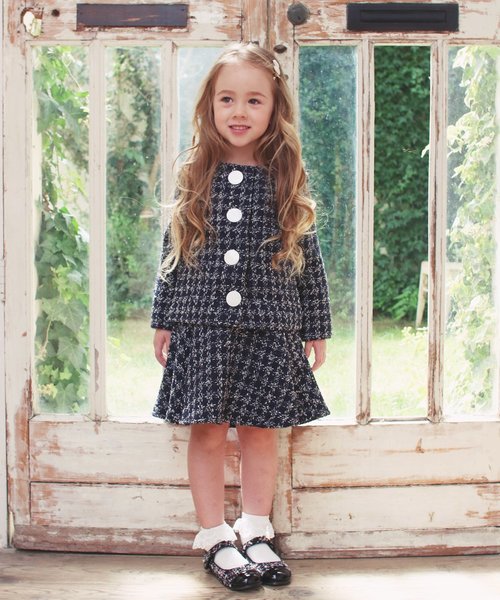 Rora（ローラ）の「レトロ ツイード スカート & ジャケット 上下セット  