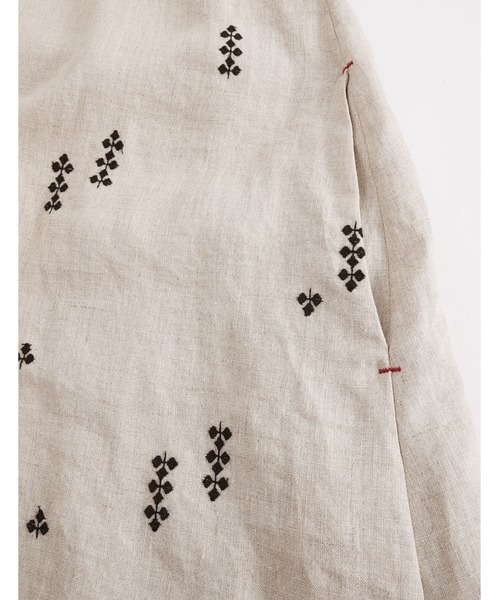 nop de nod(ノップドゥノッド)の「Pomme リネン刺繍8分袖2WAYワンピース(ワンピース・レディース・ブラック/キナリ・3)」の14枚目の写真