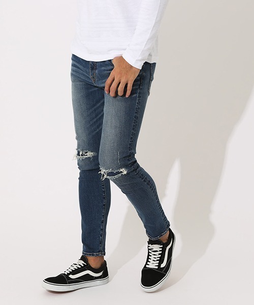 AZUL by moussy（アズールバイマウジー）の「VINTAGE REMAKE SKINNY Ⅱ/ビンテージリメイクスキニーⅡ（デニムパンツ・メンズ・ブラック/ブルー/ライトブルー・LARGE/X-SMALL/X-LARGE/SMALL/MEDIUM）」の14枚目の写真