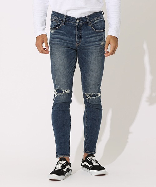 AZUL by moussy（アズールバイマウジー）の「VINTAGE REMAKE SKINNY Ⅱ/ビンテージリメイクスキニーⅡ（デニムパンツ・メンズ・ブラック/ブルー/ライトブルー・LARGE/X-SMALL/X-LARGE/SMALL/MEDIUM）」の5枚目の写真