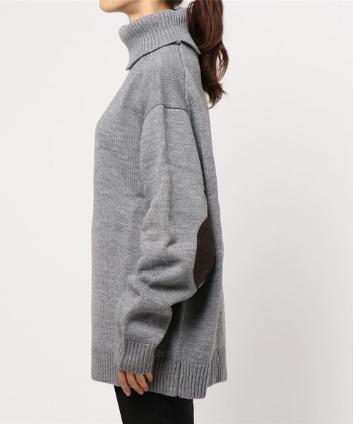 B.I.D.（ビーアイディー）の「エルボーパッチ　タートルニット（ニット/セーター・レディース・ベージュ/アイボリー/グレー/ブラウン/ネイビー・X-LARGE/MEDIUM/LARGE）」の6枚目の写真