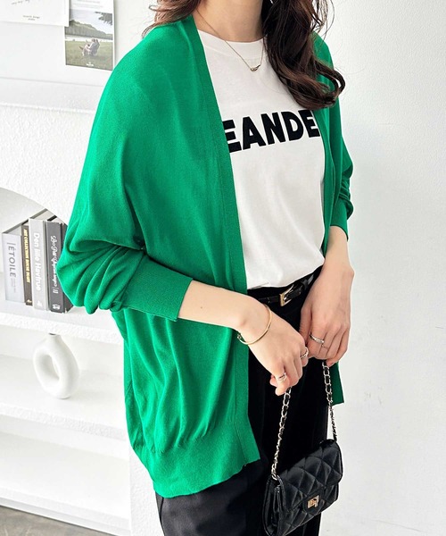 GeeRA（ジーラ）の「接触冷感！ドルマンシアーニットカーディガン（カーディガン/ボレロ・レディース・オフホワイト/ブラック/モカ/イエロー/ライトグレー/グリーン/オレンジ/グリーン系その他/ブルー・MEDIUM/LARGE/X-LARGE/XX-LARGE）」の6枚目の写真