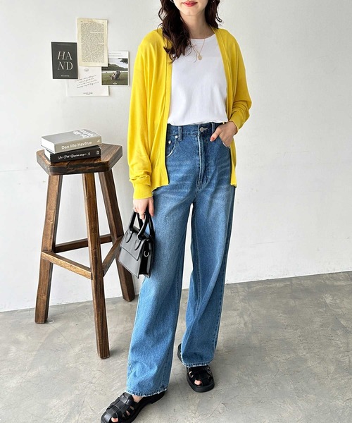 GeeRA（ジーラ）の「接触冷感！ドルマンシアーニットカーディガン（カーディガン/ボレロ・レディース・オフホワイト/ブラック/モカ/イエロー/ライトグレー/グリーン/オレンジ/グリーン系その他/ブルー・MEDIUM/LARGE/X-LARGE/XX-LARGE）」の15枚目の写真