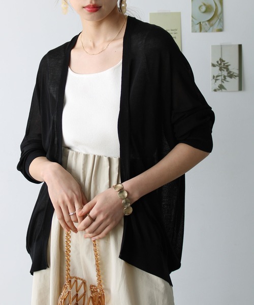 GeeRA（ジーラ）の「接触冷感！ドルマンシアーニットカーディガン（カーディガン/ボレロ・レディース・オフホワイト/ブラック/モカ/イエロー/ライトグレー/グリーン/オレンジ/グリーン系その他/ブルー・MEDIUM/LARGE/X-LARGE/XX-LARGE）」の19枚目の写真