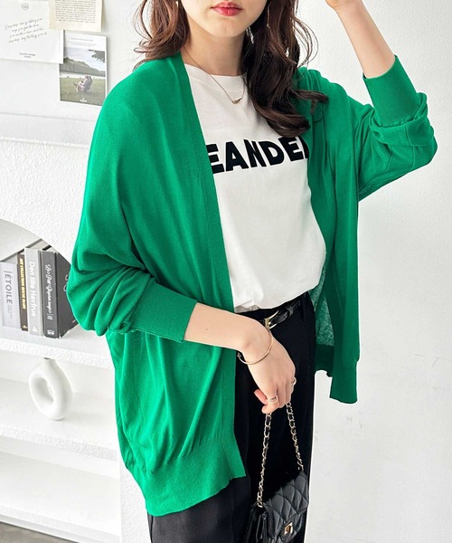 GeeRA（ジーラ）の「接触冷感！ドルマンシアーニットカーディガン（カーディガン/ボレロ・レディース・オフホワイト/ブラック/モカ/イエロー/ライトグレー/グリーン/オレンジ/グリーン系その他/ブルー・MEDIUM/LARGE/X-LARGE/XX-LARGE）」の10枚目の写真