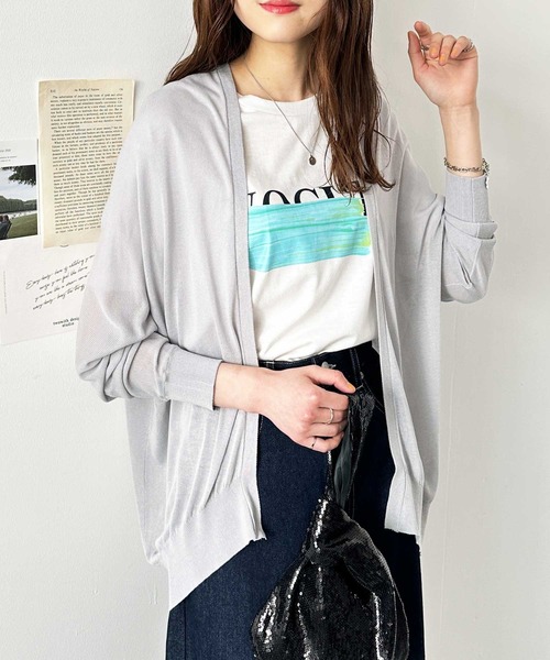 GeeRA（ジーラ）の「接触冷感！ドルマンシアーニットカーディガン（カーディガン/ボレロ・レディース・オフホワイト/ブラック/モカ/イエロー/ライトグレー/グリーン/オレンジ/グリーン系その他/ブルー・MEDIUM/LARGE/X-LARGE/XX-LARGE）」の21枚目の写真