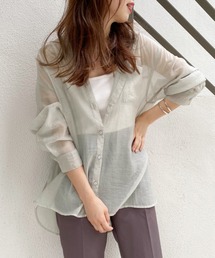 one after another NICE CLAUP | ノーカラーシアーシャツ(シャツ/ブラウス)