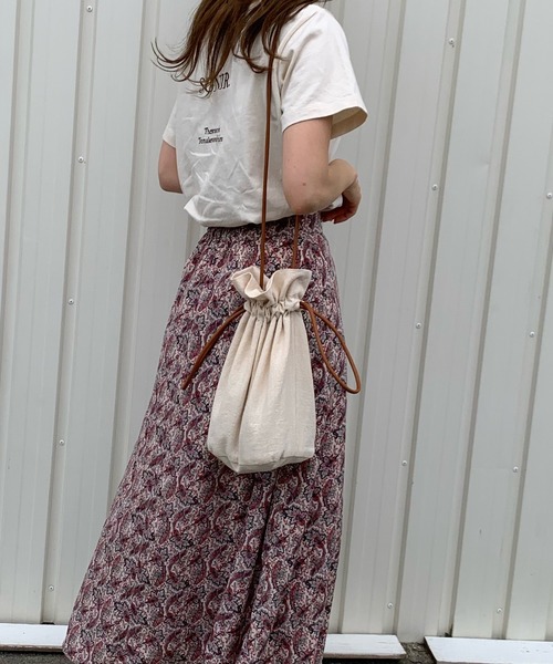 LE MORE（リモア）の「コットン巾着バッグ（ショルダーバッグ・レディース・ベージュ/アイボリー/ブラック・FREE）」の9枚目の写真