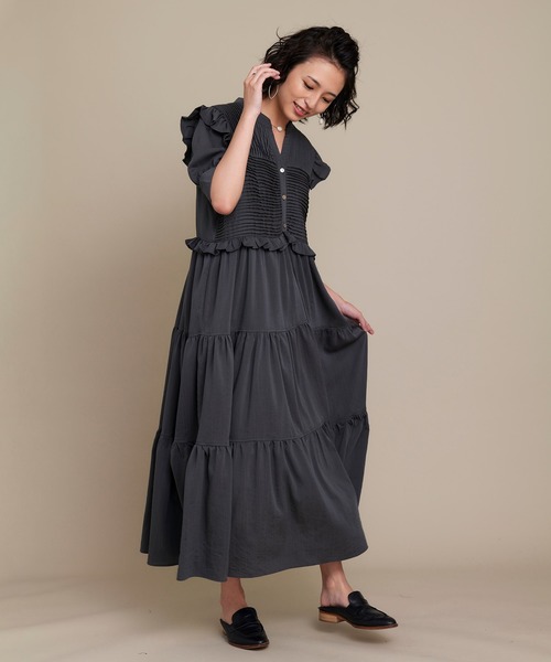 KOH.style（コースタイル）の「MANY TUCK DRESS（ワンピース・レディース・ブラック/ブラウン/グリーン・FREE）」の18枚目の写真