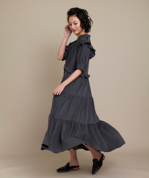 KOH.style（コースタイル）の「MANY TUCK DRESS（ワンピース・レディース・ブラック/ブラウン/グリーン・FREE）」の15枚目の写真