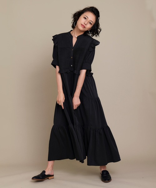 KOH.style（コースタイル）の「MANY TUCK DRESS（ワンピース・レディース・ブラック/ブラウン/グリーン・FREE）」の5枚目の写真