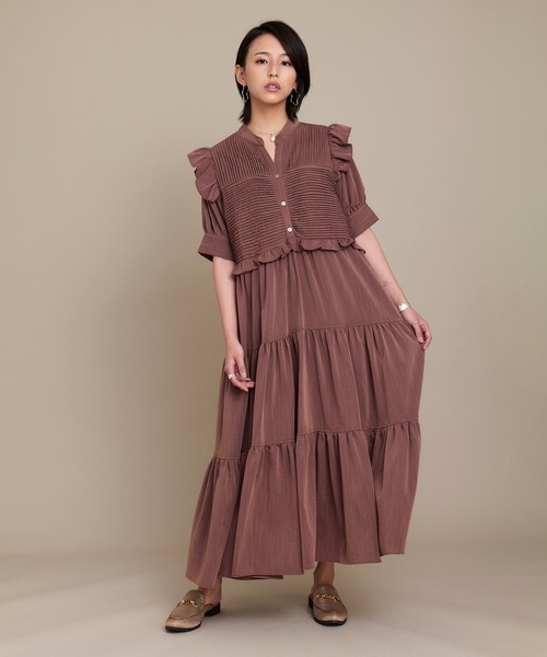 KOH.style（コースタイル）の「MANY TUCK DRESS（ワンピース・レディース・ブラック/ブラウン/グリーン・FREE）」の4枚目の写真