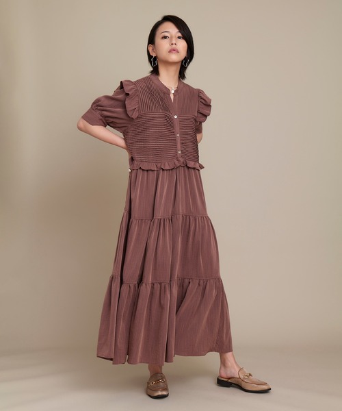 KOH.style（コースタイル）の「MANY TUCK DRESS（ワンピース・レディース・ブラック/ブラウン/グリーン・FREE）」の7枚目の写真