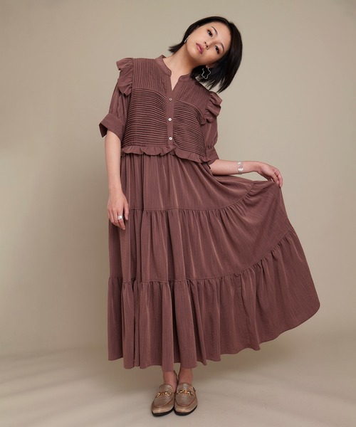 KOH.style（コースタイル）の「MANY TUCK DRESS（ワンピース・レディース・ブラック/ブラウン/グリーン・FREE）」の9枚目の写真