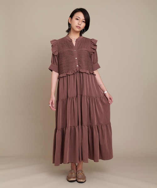 KOH.style（コースタイル）の「MANY TUCK DRESS（ワンピース・レディース・ブラック/ブラウン/グリーン・FREE）」の16枚目の写真