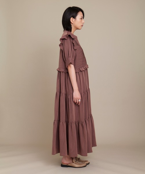 KOH.style（コースタイル）の「MANY TUCK DRESS（ワンピース・レディース・ブラック/ブラウン/グリーン・FREE）」の6枚目の写真