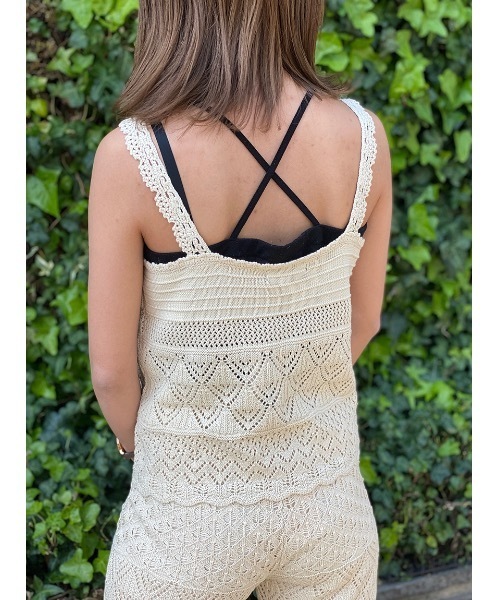 新品☆完売　クロシェ編みキャミソール ブラック フリーサイズ セール】[mline]クロシェ編みキャミ（キャミソール）｜mline