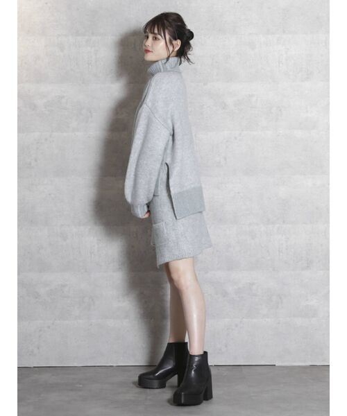 dazzlin（ダズリン）の「パッチワークニットミニスカート【セットアップ】（スカート・レディース・グレー/ベージュ/その他1・FREE）」の4枚目の写真