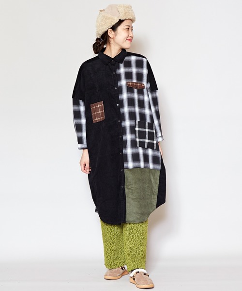 チャイハネ 異素材ミックス パッチワークシャツワンピース シャツワンピース チャイハネ チャイハネ のファッション通販 Zozotown