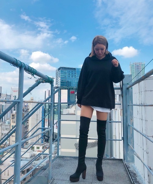 R&E(アールアンドイー)の「【20AW新作】【R&E】ウッド調ヒールソックスニーハイブーツ(ブーツ・レディース・ブラック・LL/S/M/L)」の11枚目の写真