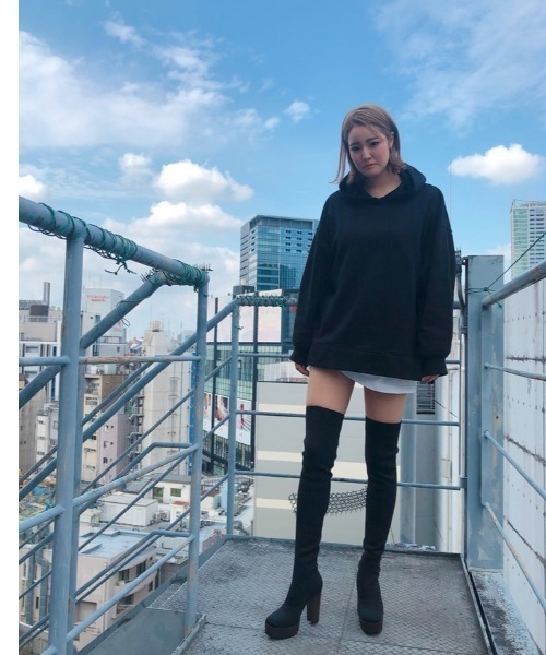 R&E(アールアンドイー)の「【20AW新作】【R&E】ウッド調ヒールソックスニーハイブーツ(ブーツ・レディース・ブラック・LL/S/M/L)」の10枚目の写真