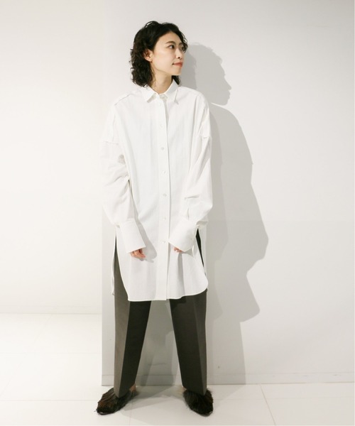 //シティショップ CITY SHOP *コットンボウタイ付きワイド長袖シャツ*ブラウス綿ホワイト白トップスリボン(1-2401-593)【02B42】 1-2401-593_2.jpg