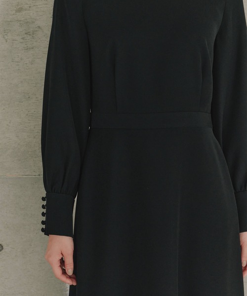 シンプルロングスリーブワンピース［ブラックフォーマル対応］冠婚葬祭