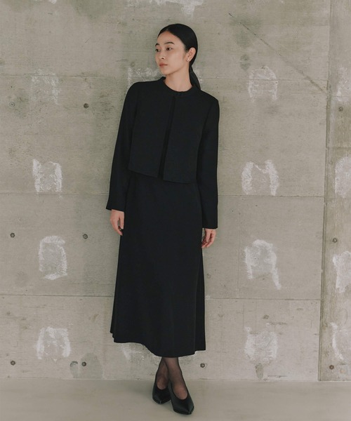 シンプルロングスリーブワンピース［ブラックフォーマル対応］冠婚葬祭